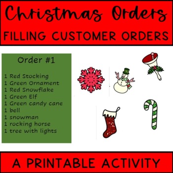 Preview of KG Vocational Skills Functional Reading Filling Christmas Item Orders Printable