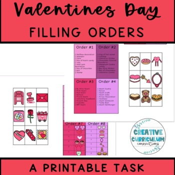 Preview of KG Vocational Skills Functional Reading Filling Valentines Item Orders Printable