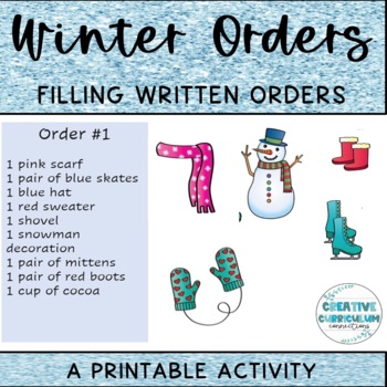 Preview of KG Vocational Skills Functional Reading Filling Winter Item Orders Printable