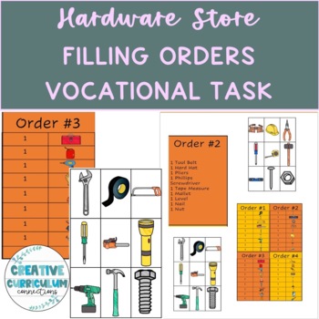 Preview of KG Vocational Skills & Reading Filling Hardware Tools Item Orders Printable