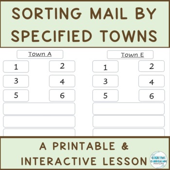 Preview of KG Vocational Task Mail Sort By Multiple Categorized Towns Printable Activity