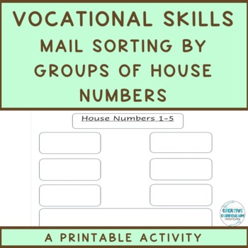 Preview of KG Vocational Task Mail Sort By Ranges Of House Numbers Printable Activity