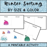 KG Winter Hats Sorting Images By Color & Sizes Printable A