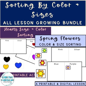 Preview of KG Year Round Sorting By Color & Sizes All Lesson Digital & Printable Bundle
