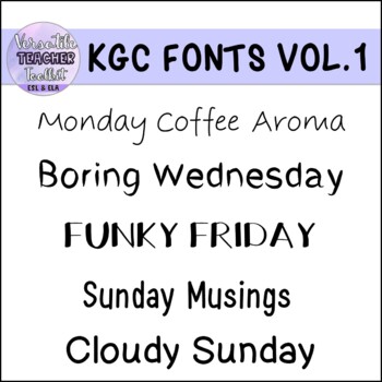 KGC Fonts Vol. 1 by Versatile Teacher Toolkit ESL and ELA Resources