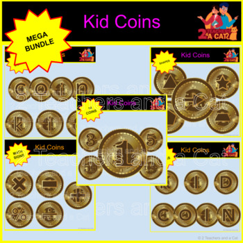 Preview of KID COIN BUNDLE-- NUMBERS, SHAPES, LETTERS, MATH SIGNS