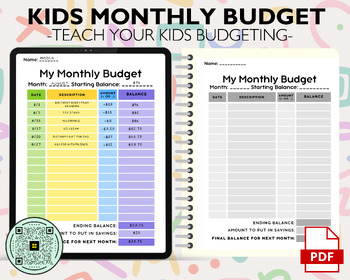 Preview of KIDS MONTHLY BUDGET | Teach Budgeting | Homeschooling | Savings | Financial Goal