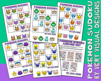 Preview of KIDS PICTURE SUDOKU Pokémon Printable Puzzles for Beginners : Critical Thinking