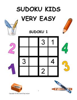Preview of KIDS SUDOKU 4x4 GRIDS 20 MIXED SETS WITH SOLUTIONS HAVE FUN WITH NUMBERS