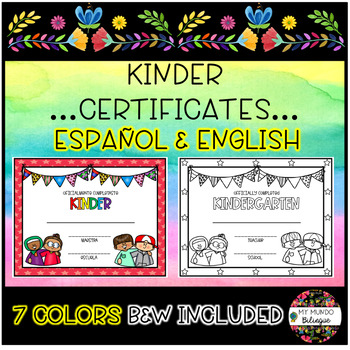 Preview of KINDER EDITABLE END OF THE YEAR CERTIFICATES (BILINGUAL)