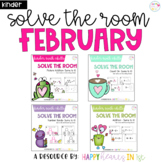 KINDER Solve the Room - February BUNDLE : 4 Math Center Ta