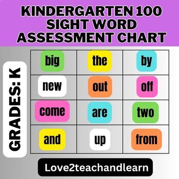 kindergarten 100 sight words