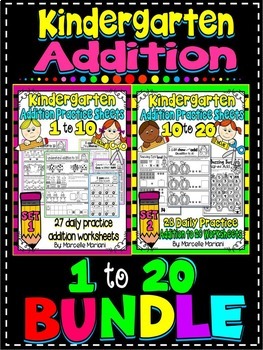 Preview of ADDITION WORKSHEETS-ADDITION WORKSHEETS FOR KINDERGARTEN- BUNDLE (1-20)