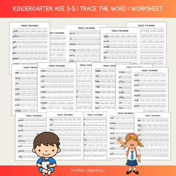 Preview of KINDERGARTEN AGE 3-5 | TRACE THE WORD | WORKSHEET