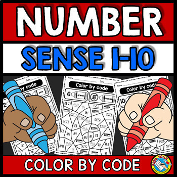 Preview of SUBITIZING COLOR BY NUMBER SENSE WORKSHEETS 1-10 ACTIVITY MATH COLORING PAGES