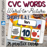 KINDERGARTEN CVC Words (Short E & I) 25 BOOM CARDS | Fall 