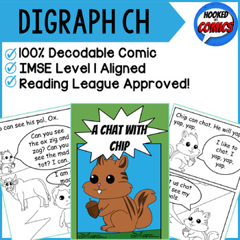 Preview of KINDERGARTEN DECODABLE READER- Digraph CH- A Chat With Chip! - SoR, OG