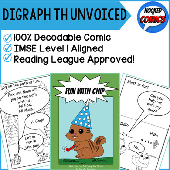 Preview of KINDERGARTEN DECODABLE READER- Digraph TH unvoiced- Fun With Chip! - SoR, OG