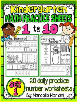 MATH WORKSHEETS NUMBERS 1-10 PRACTICE WORKSHEETS-Daily Math-KINDERGARTEN