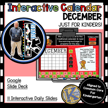 Preview of KINDERGARTEN Daily Slides for Digital Calendar + Morning Meeting -  DECEMBER