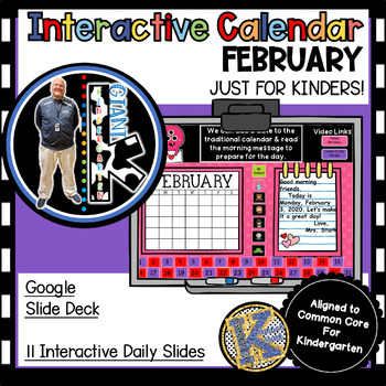 Preview of KINDERGARTEN Daily Slides for Digital Calendar + Morning Meeting -  FEBRUARY
