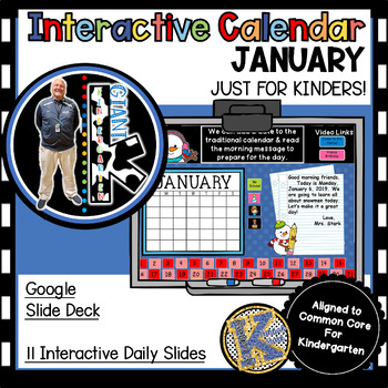 Preview of KINDERGARTEN Daily Slides for Digital Calendar + Morning Meeting -  JANUARY