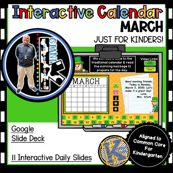Preview of KINDERGARTEN Daily Slides for Digital Calendar + Morning Meeting -  MARCH