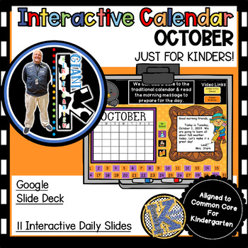 Preview of KINDERGARTEN Daily Slides for Digital Calendar + Morning Meeting -  OCTOBER