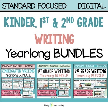 Preview of KINDERGARTEN, FIRST GRADE, and SECOND GRADE EXPLICIT WRITING CURRICULUMS BUNDLE