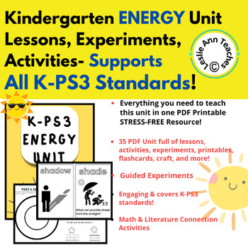Preview of KINDERGARTEN FUN Science ENERGY UNIT Covers ALL K-PS3 Standards