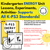 KINDERGARTEN FUN Science ENERGY UNIT Covers ALL K-PS3 Standards