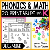 December Morning Work for Kindergarten, Phonics and Math W