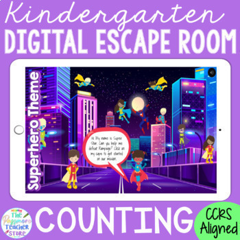 Preview of KINDERGARTEN Math Digital Escape Room Game - Counting Spiral Review Activity