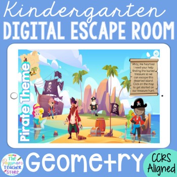 Preview of KINDERGARTEN Math Digital Escape Room Game | Geometry | Distance Learning