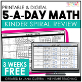 KINDERGARTEN Math Spiral Review | 3 Weeks FREE | Back to S