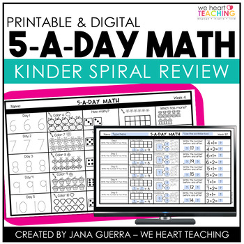 Preview of KINDERGARTEN Math Spiral Review | Back to School Math Morning Work