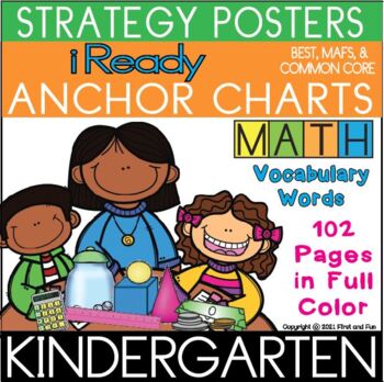 Preview of KINDERGARTEN STRATEGY POSTERS ANCHOR CHARTS AND VOCABULARY WORD iREADY MATH