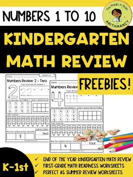 Preview of KINDERGARTEN SUMMER REVIEW NUMBERS 1 TO 10 WORKSHEETS, NUMBER SENSE, TRACING