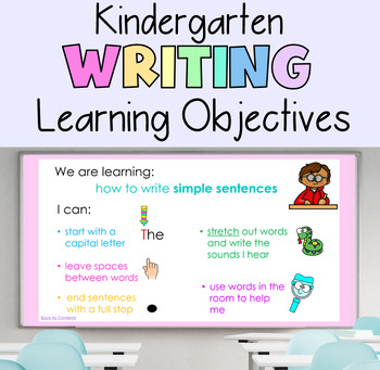 Preview of Kindergarten Writing Learning Objectives PowerPoint Success Criteria Intentions