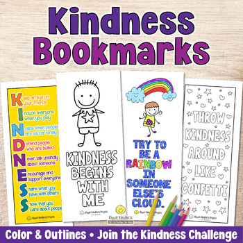 Preview of KINDNESS BOOKMARKS SEL Coloring Pages - Positive Affirmations or Kindness Quotes