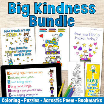 Preview of KINDNESS COLORING PAGES BUNDLE Growth Mindset & Affirmations Bookmarks