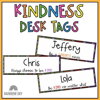 Kindness Editable Desk Name Tags Desk Plates By Rainbow Sky