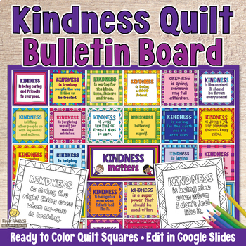 Preview of KINDNESS DAY Coloring Bulletin Board QUILT Project - Friendship Quotes Display