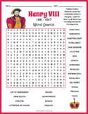 KING HENRY VIII Word Search Puzzle Worksheet Activity
