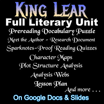 Preview of KING LEAR -- FULL LITERARY UNIT (Quizzes, Character & Plot Maps, etc.)