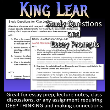 essay questions for king lear