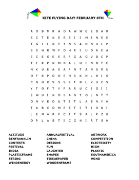 Preview of KITE FLYING DAY! FEBRUARY 8TH - HAVE FUN/ WORD SEARCH