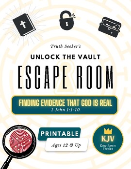 Preview of KJV Bible Study Escape Room Game | 1 John |  Finding Evidence that God is Real