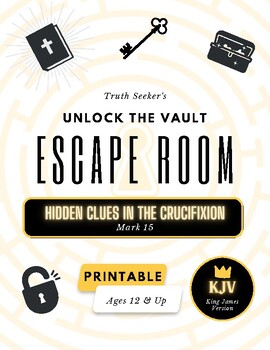 Preview of KJV | Bible Study Escape Room Game | Good Friday Printable Kit for Teens & Adult
