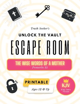 Preview of KJV | Bible Study Escape Room Game | Mother's Day |  Proverbs 31 | Escape Room
